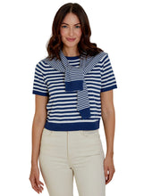 Navy Stripe Knit With Faux Cardi