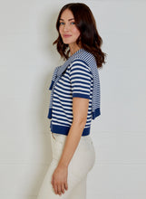 Navy Stripe Knit With Faux Cardi