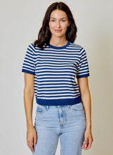 Navy Stripe Knit With Faux Cardi