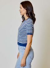 Navy Stripe Knit With Faux Cardi