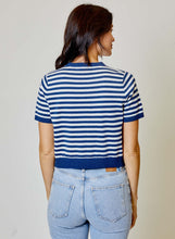 Navy Stripe Knit With Faux Cardi