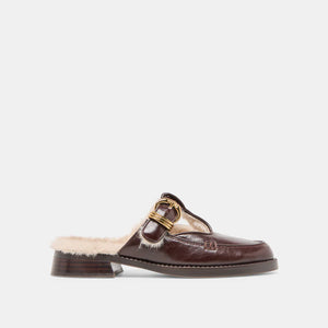 Harlah Plush Chocolate Leather Mule