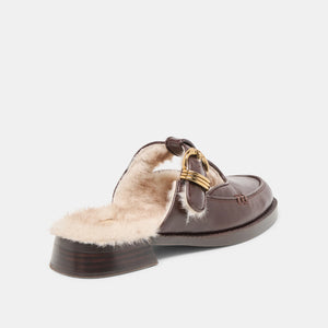 Harlah Plush Chocolate Leather Mule