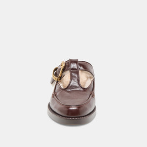 Harlah Plush Chocolate Leather Mule