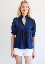 High Neck Top, Blueprint Poplin