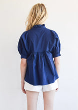 High Neck Top, Blueprint Poplin