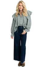 Gingham Peter Pan Collar Top, Hunter Green