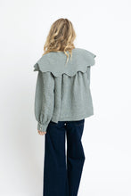 Gingham Peter Pan Collar Top, Hunter Green