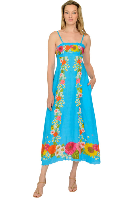 Annalisa Dress, Wildflower Aqua