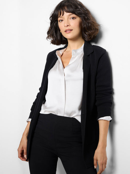 Elegant Knit Blazer, Black