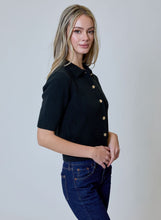 Short Sleeve Button Front Cardi, Black