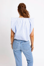 Stripe V-Neck Poplin Bubble Top