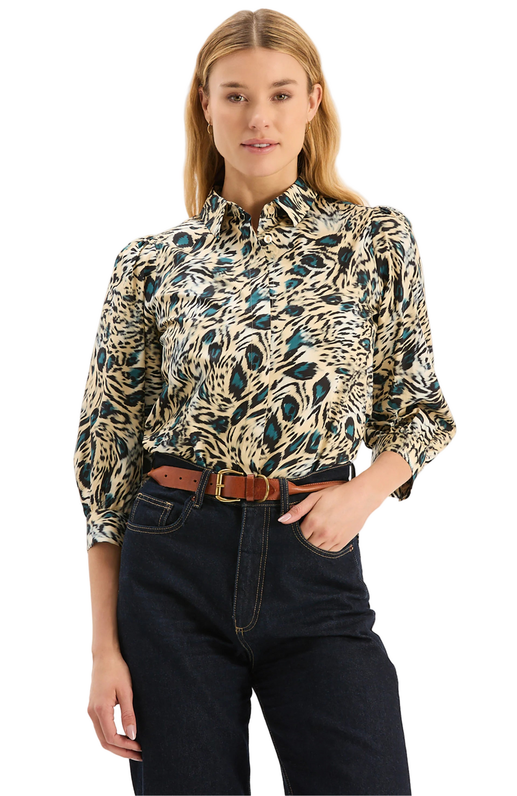 Lawson Cotton Teal Animal Shirt
