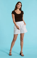 Stevie Stripe Shorts, Black/White/Seaside