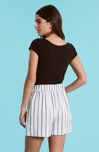 Stevie Stripe Shorts, Black/White/Seaside