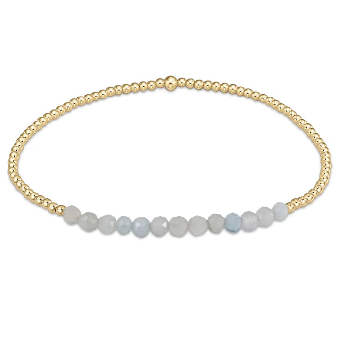Gold Bliss 2mm Bead Bracelet, Aquamarine