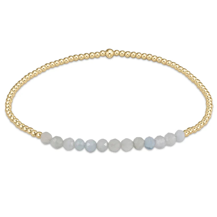 Gold Bliss 2mm Bead Bracelet, Aquamarine
