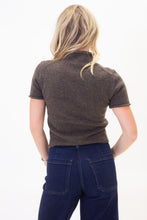 Solid Mock Short Sleeve Sweater, Chocolate