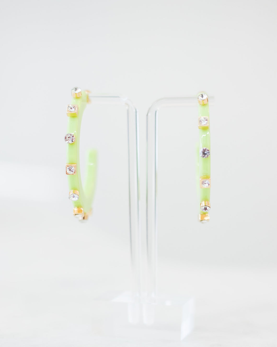 Large City Girl Jewel Hoop, Pistachio