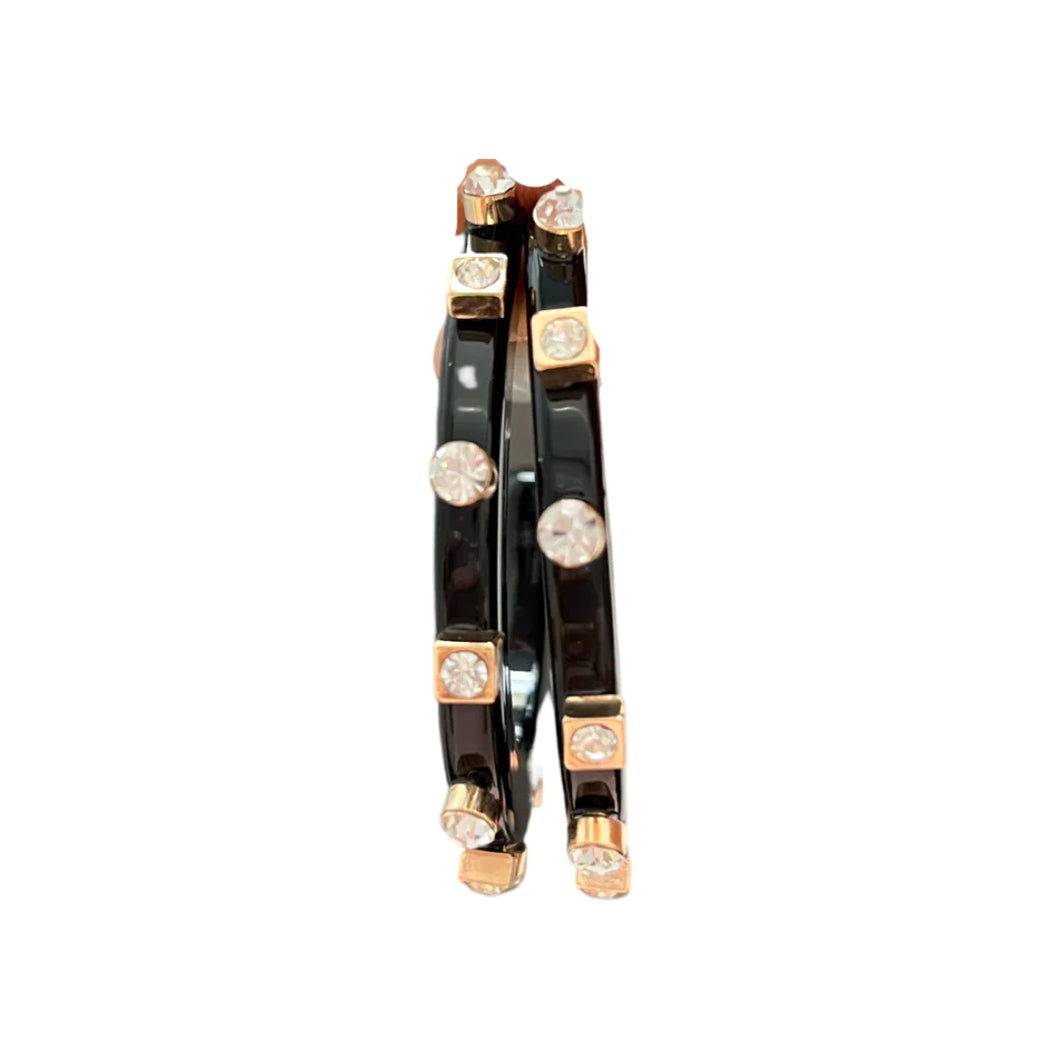 Large City Girl Jewel Hoop, Black/Crystal