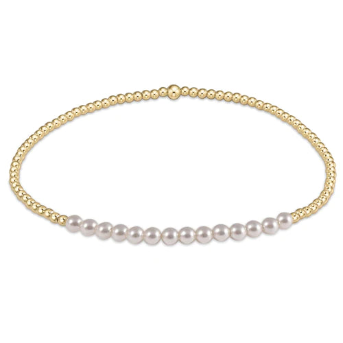 Gold Bliss 2mm Bead Bracelet, Pearl