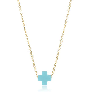 16" Gold Necklace with Turquoise Signature Cross