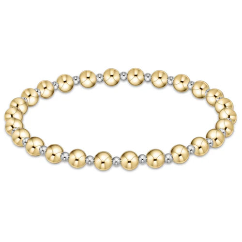 Classic Grateful Pattern 5mm Bead Bracelet, Mixed Metal
