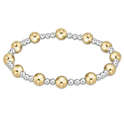 Classic Sincerity Pattern 6mm Bead Bracelet, Mixed Metal