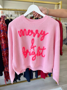 Neon Pink Merry & Bright Sweater
