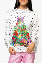White & Black Poka Dot Multi Christmas Tree Mockneck Sweatshirt