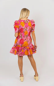 Floral V-Neck Ruffle Bottom Dress