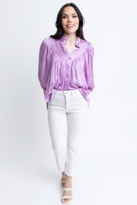 Satin Pleat Button Up Top