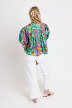 Tropical Pleat Sleeve Top