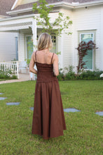 Solid Poplin Smock Cami Maxi Dress, Chocolate