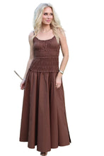 Solid Poplin Smock Cami Maxi Dress, Chocolate