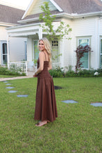 Solid Poplin Smock Cami Maxi Dress, Chocolate