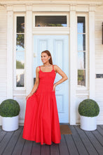 Solid Smock Cami Maxi Dress, Red
