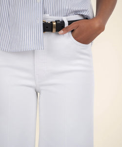 Meg High Rise Wide Leg Pin Tuck Jean, Optic White