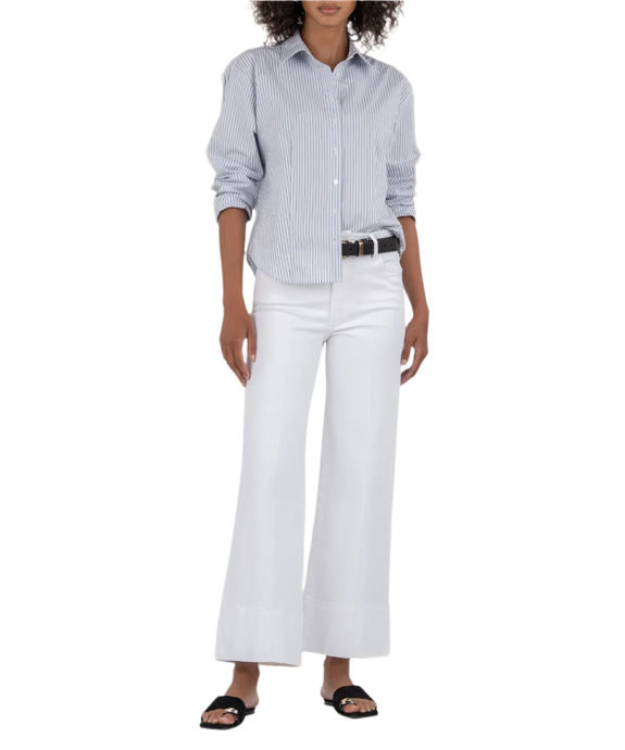 Meg High Rise Wide Leg Pin Tuck Jean, Optic White