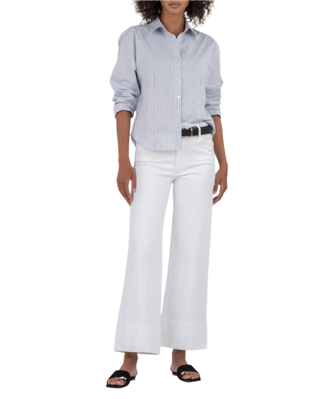 Meg High Rise Wide Leg Pin Tuck Jean, Optic White