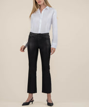 Kelsey High Rise Ankle Flare Coated Jean, Black