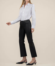 Kelsey High Rise Ankle Flare Coated Jean, Black