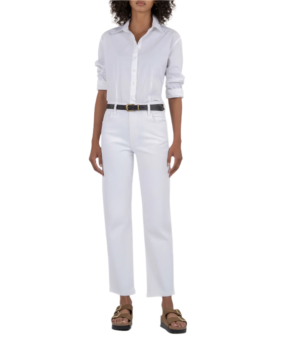 Ashley High Rise Slouchy Barrel Jean, Optic White