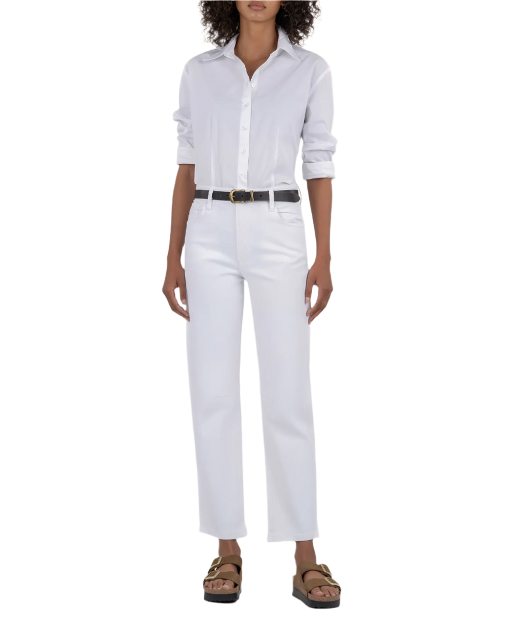 Ashley High Rise Slouchy Barrel Jean, Optic White