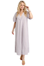 Stripe Poplin V-Neck Signature Maxi Dress