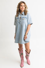 Denim Pocket Swing Shirt Dress