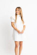 White Poplin Pleated Back Tie Dress