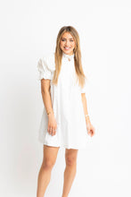 White Poplin Pleated Back Tie Dress