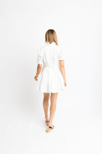 White Poplin Pleated Back Tie Dress
