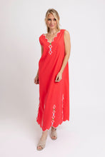 Solid V-Neck Scallop Dress